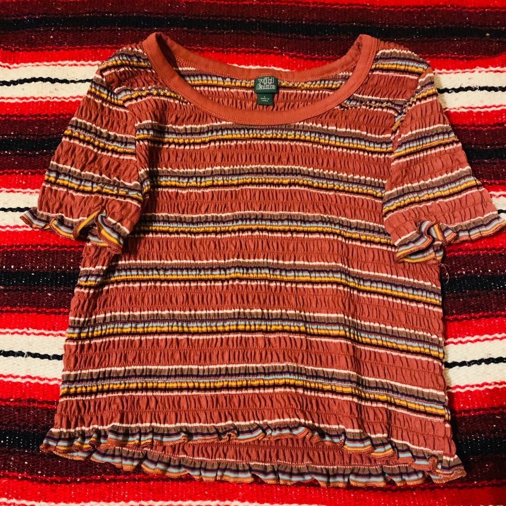 Casual Multicolored Striped Crop Top